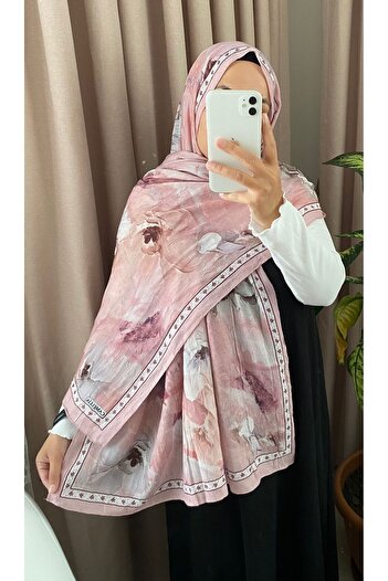 MODA Mineleşarp Greenhouse Pattern Pink Cashmere Shawl