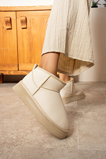 Sivarro Γυναικείες μπότες High Mini Classic Furry - Δερμάτινο Μπεζ