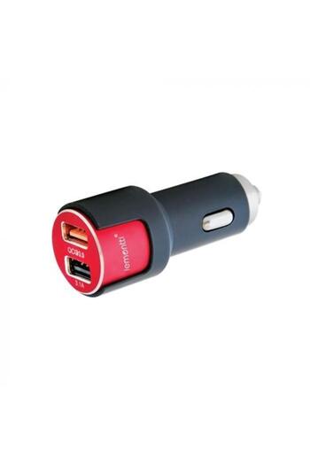 lemontti LEMONTTI car phone charger, 3.1 A, Qualcomm 3.0, dual USB Type-C, black-red, model