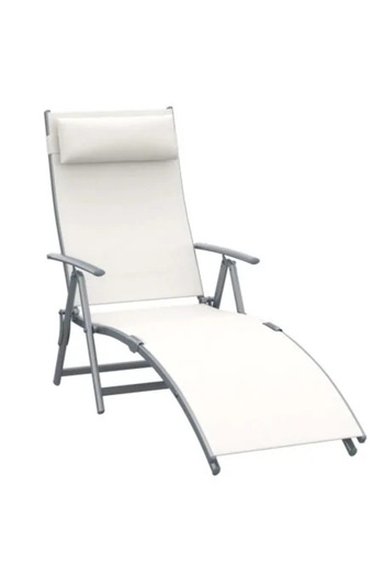 ART Garden sun lounger, metallic, foldable, with adjustable backrest, cream, max 165 kg, 177x66x108 cm