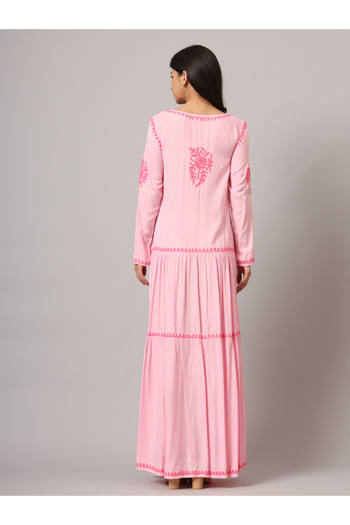 alaya Hand Embroidered Lucknowi Chikankari Cotton Jalabiya-AL3942