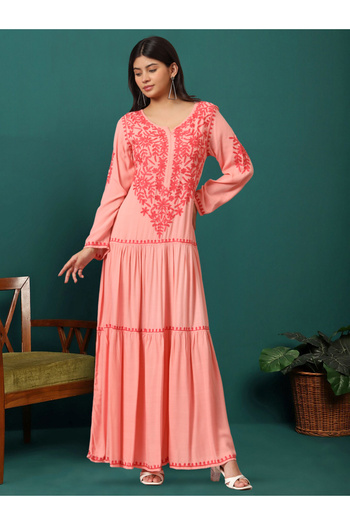 alaya Hand Embroidered Lucknowi Chikankari Cotton Jalabiya-AL3942