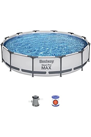 BESTWAY Steel ProMAX Swimming Round Pool 12' x 30"/3.66m x 76cm, Above Ground Garden Frame Pool
