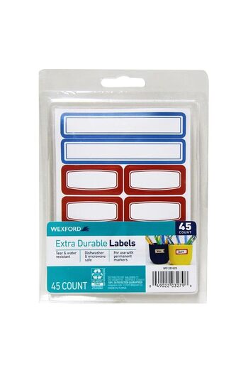 WEXFORD Extra Durable Labels - 45 COUNT Pack of 5