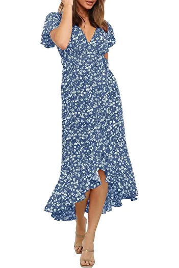 ZESICA Women Casual Midi Dress-Small