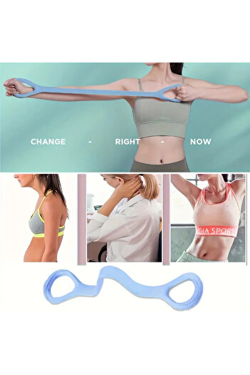 Ht Sağlık 8 Shaped Silicone Yoga Resistance Bands - Back, Waist and Arm Training Elastic Fitness Ergonomic