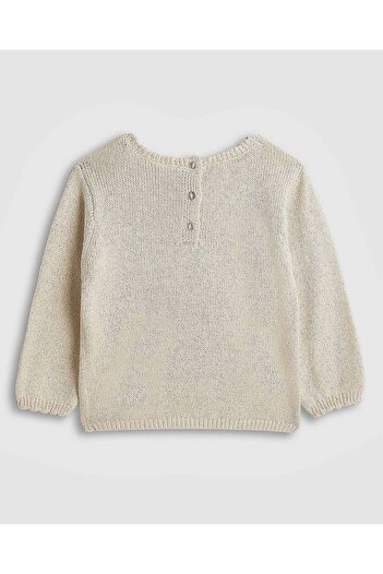 R&B Appliqued Sweater with Crew Neck and Long Sleeves