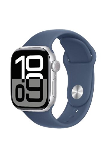 Apple Smartwatch Watch 10 GPS Cellular, Silver Aluminium Case, LTPO OLED Screen, Silicon Denim Sport