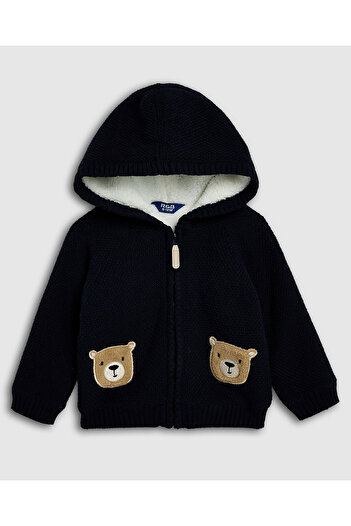 R&B Appliqued Hooded Sweater with Zippered Closure