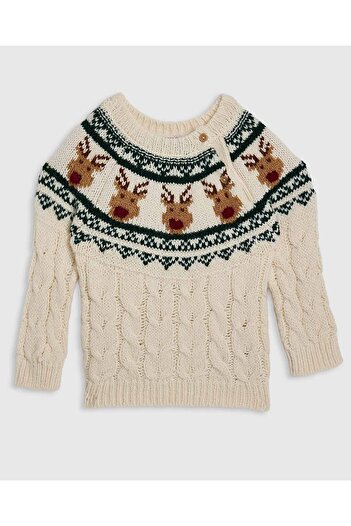 R&B Patterned Sweater with Crew Neck and Long Sleeves