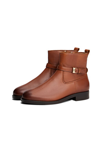 Tommy Hilfiger Tommy Hilfiger Women Legacy Brown Buckle Riding Leather Ankle Boots