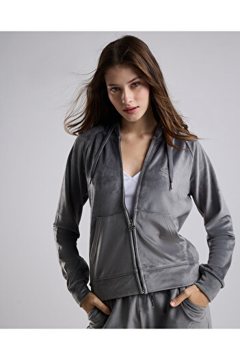 R&B Solid Hooded Jacket with Zipper Closure