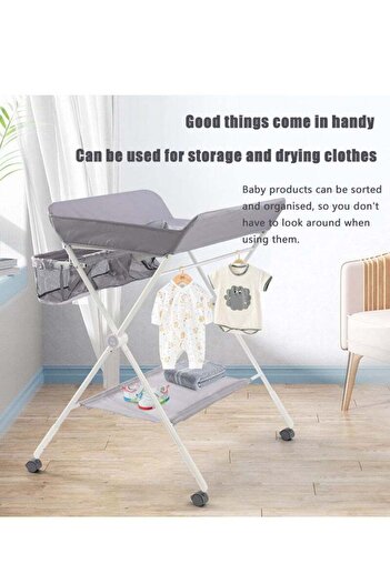 COOYA Baby Diaper Changing Table, lockable wheels，with 3-Level Adjustabl Height,Portable,Foldable