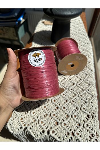 Milano Raffia Rope Number 12 Cherry Rot, Burgundy 100 Gr 250 Mt Bag, Beach Accessory Knitting Rope
