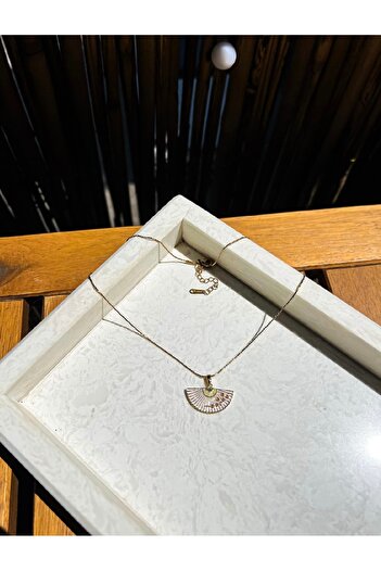 LUXSTONE White Gold Steel Fan Model Necklace