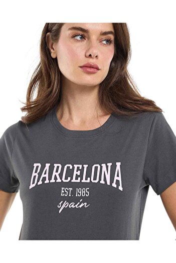 R&B Printed T-Shirt with Crew Neck and Short Sleeves