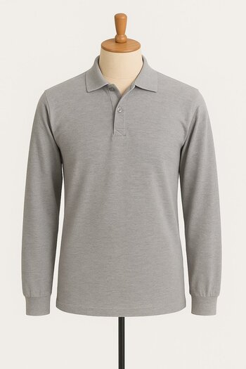 Coşkun GİYİM Unisex Polo Neck Long Sleeve School T-Shirt Gray 130100