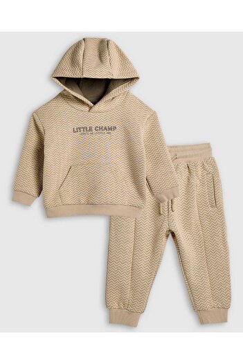R&B Patterned Hooded Clothing Set