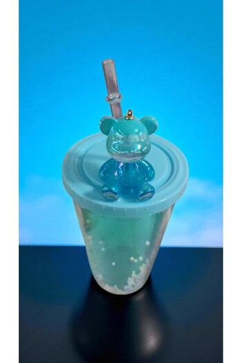 FAMEMUS ACCESSORY Unlit Model Flask Cup with Teddy Bear and Straw