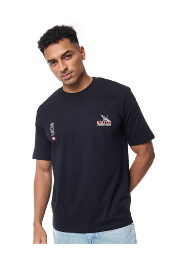 R&B Printed T-Shirt with Crew Neck and Short Sleeves