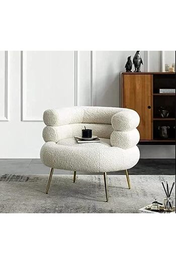 MAPLE HOME DECORATION Furniture Influencer White U Form Channeled Upholstery Boucle Recliner Chair White