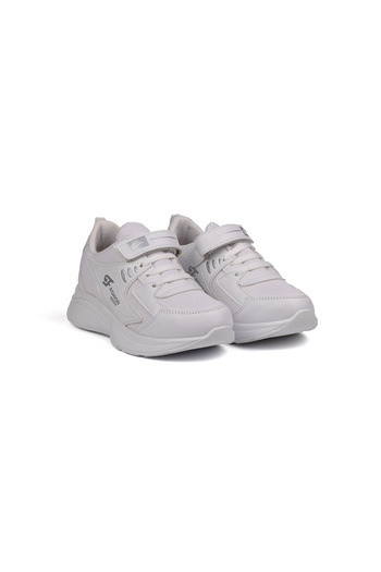 KAJILA Unisex Kids White Velcro Lace-Up Sneaker Daily Comfortable Sports Shoes