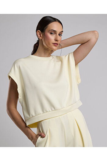 R&B Solid Top with Crew Neck and Extended Sleeves