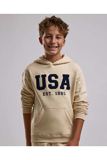 R&B Appliqued Hoodie with Long Sleeves