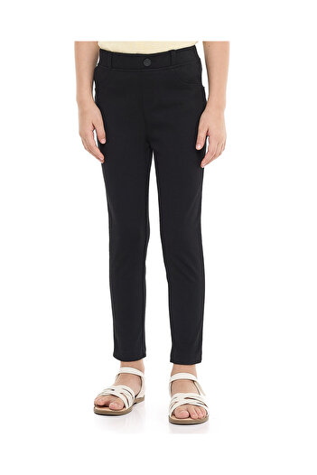 R&B Solid Slim Fit Pants with Elastic Waist