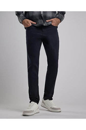 R&B Solid Woven Pants with Button Closure