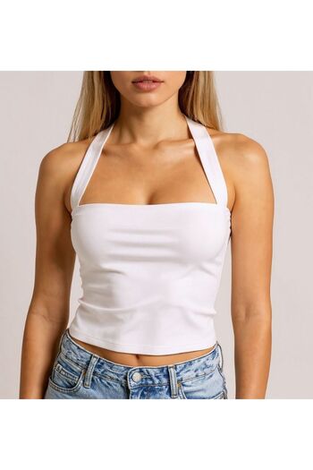 boutiquen Linich&Co Coffee Square Collar Front Double Layer Flexible Crop 9062 Coffee