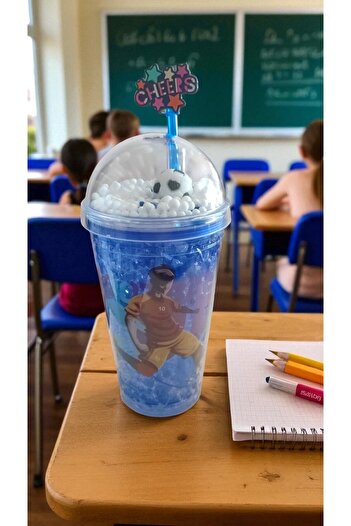 FAMEMUS ACCESSORY Football Character Ball Inside Cup with Straw Lightless Flask