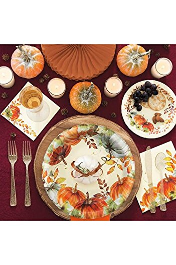 Unique Watercolour Pumpkins Fall Paper Beverage Napkins, 13cm, 16ct