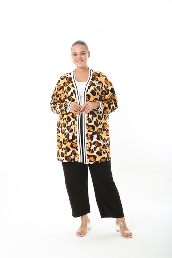 XL Modam Women's Lycra Viscose Patterned Large Size Cardigan