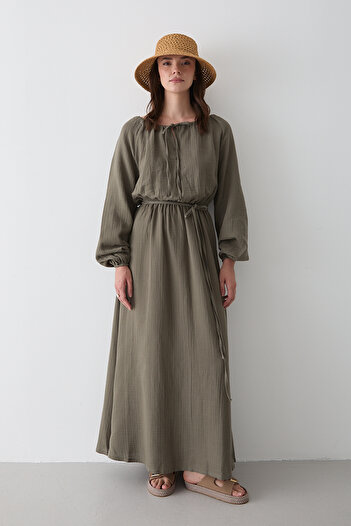 Laluvia Çağla Tie Detail Muslin Dress - 2004