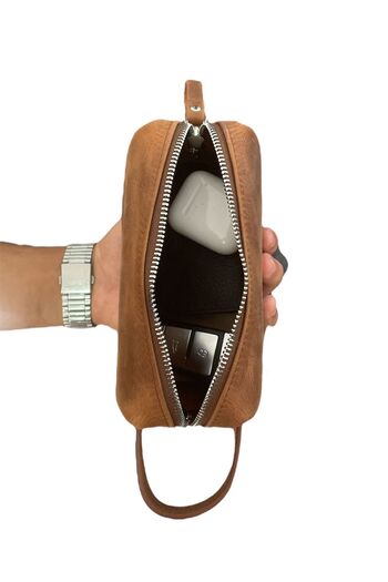 SANAT Unisex Genuine Leather Portfolio Clutch Stylish and Gentle Shaving Cosmetic Care and Daily Hand Bag 19X9X10