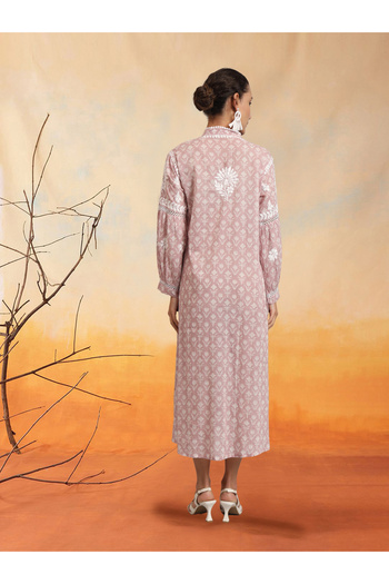 alaya Hand Embroidered Chikankari Mulmul Cotton Printed Jalabiya-AL4053