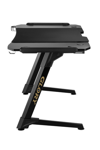 Skilltech Skill Tech RGB Gaming Desk Black Compact Surface w/ Hook & Drink Holder – SH GMD04-1