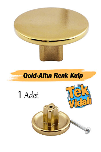 Badem10 Single Screw Straight Luxury Gold-Gold Button Metal Handle Drawer Furniture Kitchen Cabinet Cupboard Handle Knobs