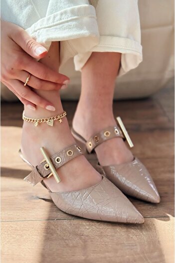 I Love Shoes Karonsa Kroko Desen Nude Toka Detaylı Kadın Terlik