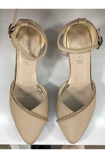 Ventes 6797Z Satin Stone Short Heeled Closed Toe Evening Dress Shoes