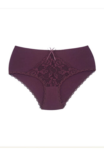 Bleu Petite 3-Piece Assortment Color Cotton Lace Detailed High Waist Large Size Women's Panties