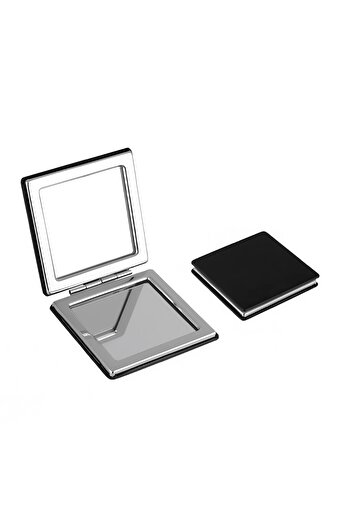 Halk Kitabevi Square Faux Leather Pocket Mirror - Keychain - Stone Pen Set - Black