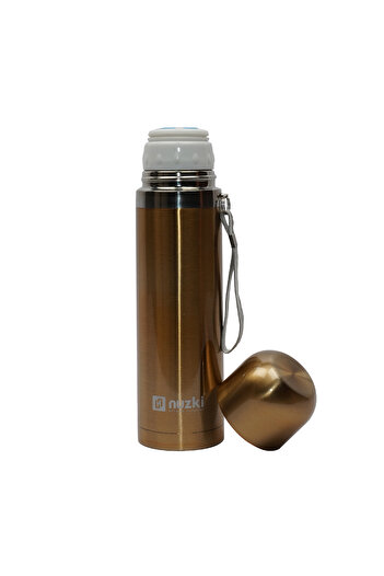 nuzki Stainless Steel Water Bottle 500ml Steel Vacuum Insulated Flask Black Color