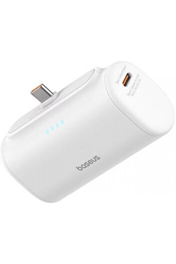 Baseus Baterie Externa Compact P10068306213-00, 5000 mAh, 20 W, PD + FQI, 2 x USB-C (White)