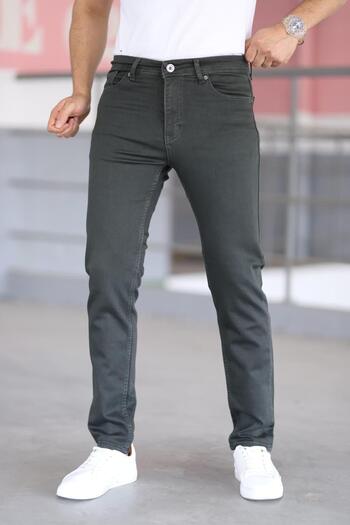 LORDA GİYİM Men's Jeans Taycan Dobby Steel Knitted High Waist Lycra Zipper Embroidered 5 Pockets
