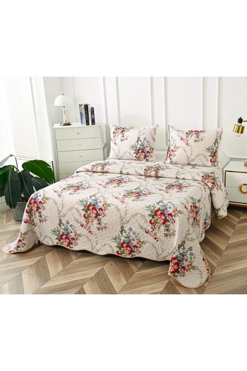 CHIRASO Microfiber Quilted Duvet Set, 2-Sided, 3-Piece, Duvet Cover 220x240cm, 2 Pillowcases