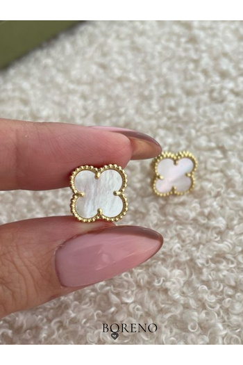 BORENO Stainless Steel Clover Model Double Sided Clover Earrings