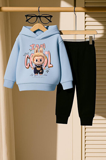 New Shine Baby Blue Labubu I'M Cool Printed Sweatshirt