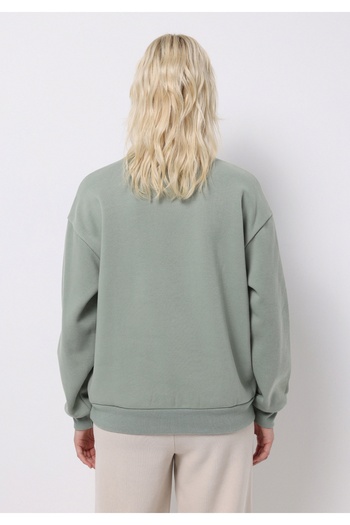 Colin's Regular Fit Round Neck Printed Women's Green Sweatshirt